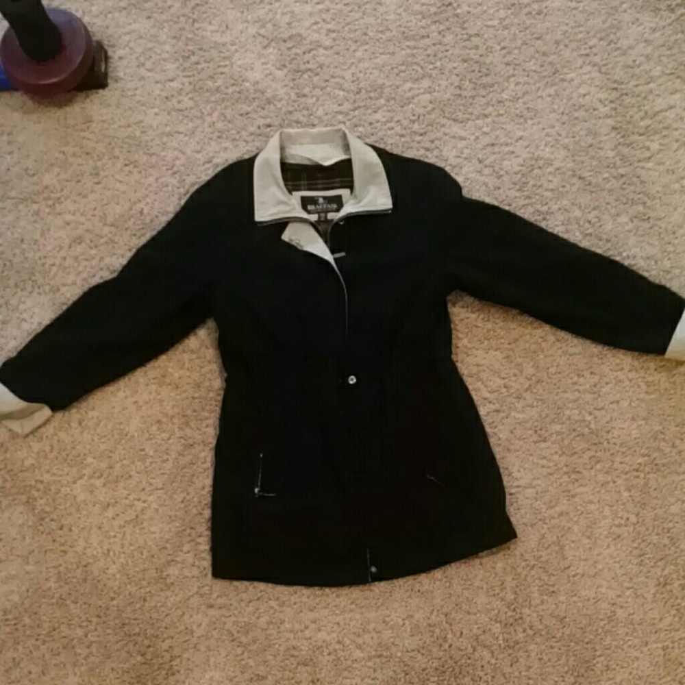 Black coat with beige touch up